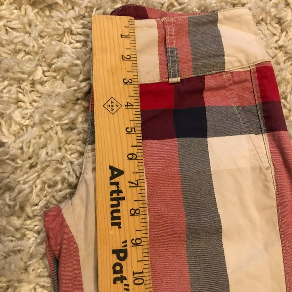 Vintage Tommy Hilfiger Flare Leg Plaid Pants Sz 1 Red Tan Blue Boho - Picture 7 of 10
